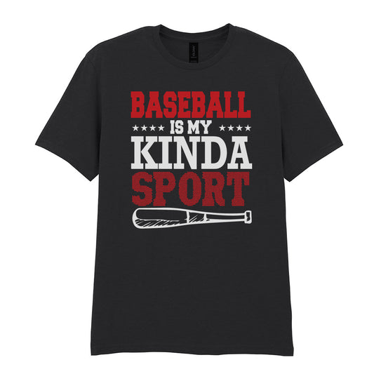 IPRINTOP Baseball Is My Kinda Sport Graphic T-Shirt in Black - slogan and baseball bat