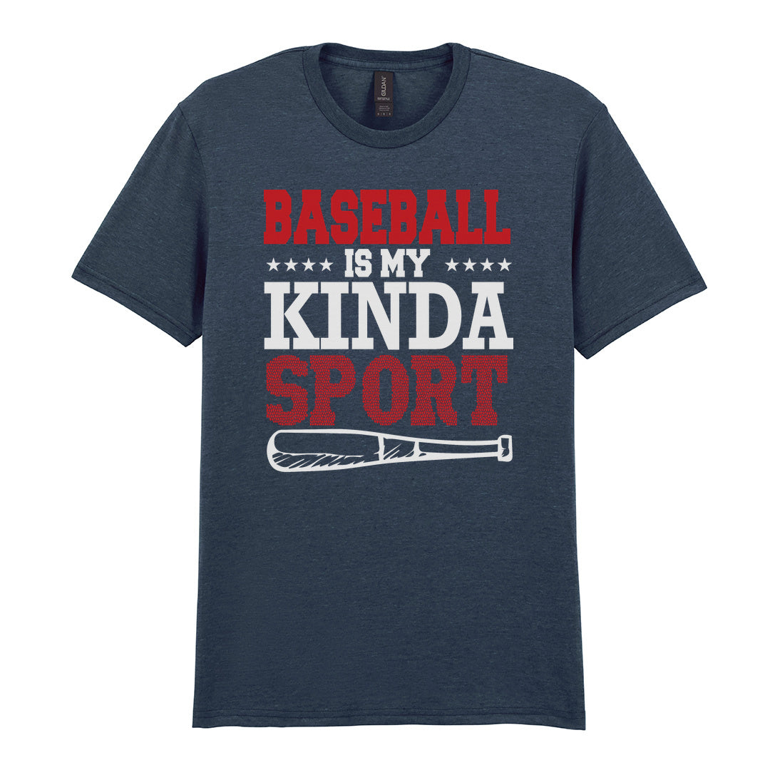 IPRINTOP Baseball Is My Kinda Sport Graphic T-Shirt in Dark Heather - slogan and baseball bat