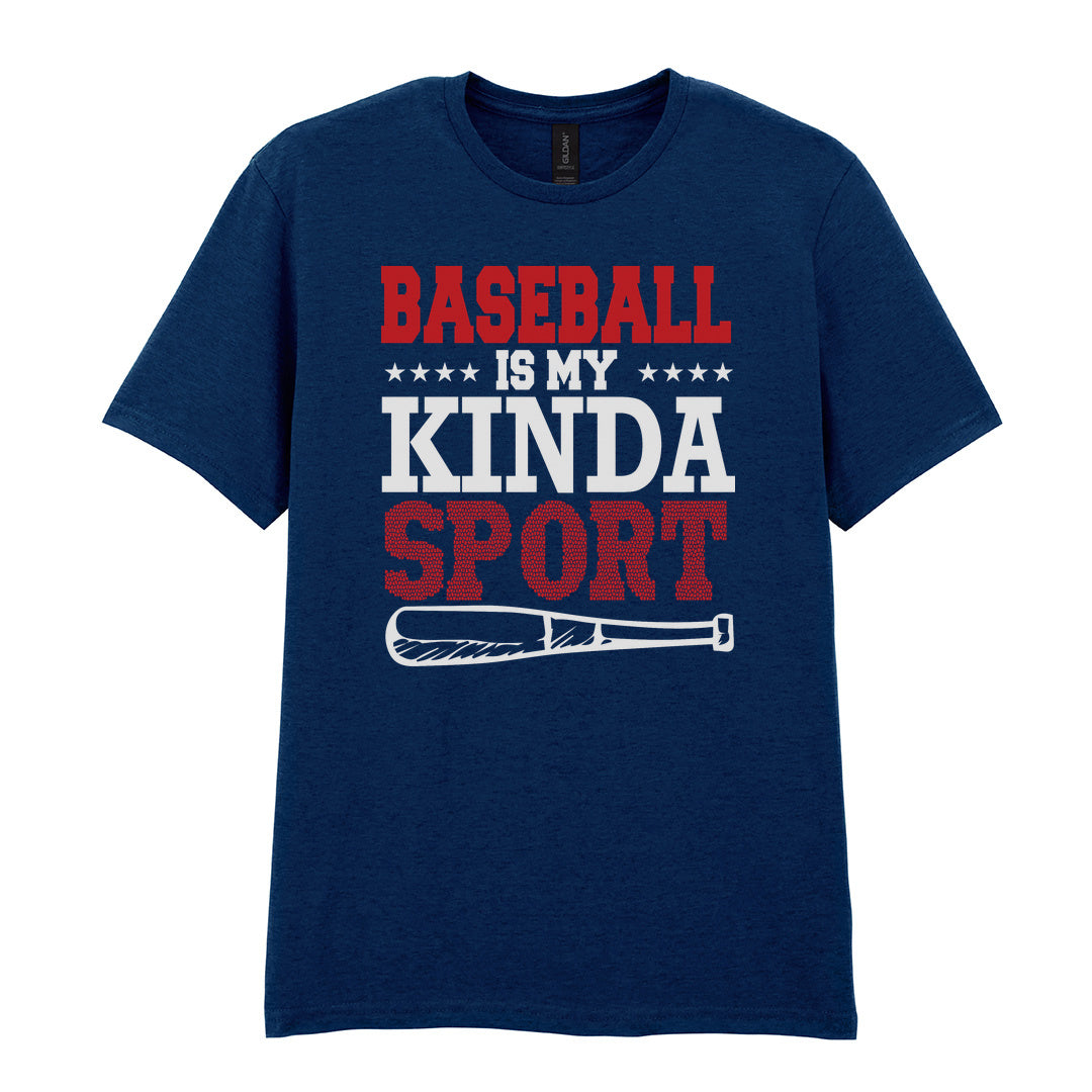 IPRINTOP Baseball Is My Kinda Sport Graphic T-Shirt in Navy - slogan and baseball bat