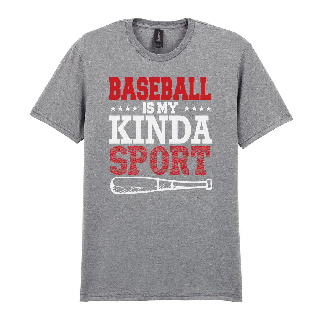 IPRINTOP Baseball Is My Kinda Sport Graphic T-Shirt in RS Sports Grey - slogan and baseball bat