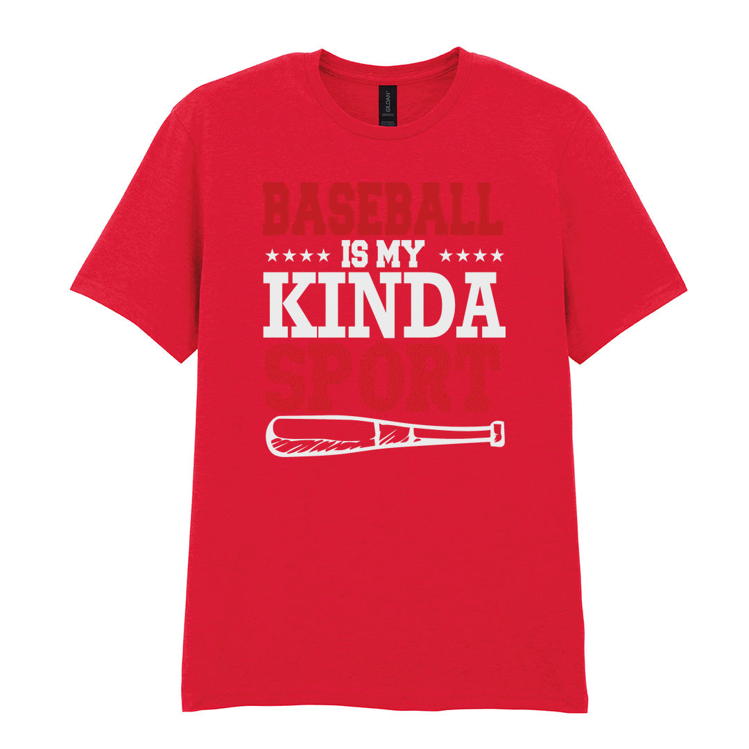 IPRINTOP Baseball Is My Kinda Sport Graphic T-Shirt in Red - slogan and baseball bat