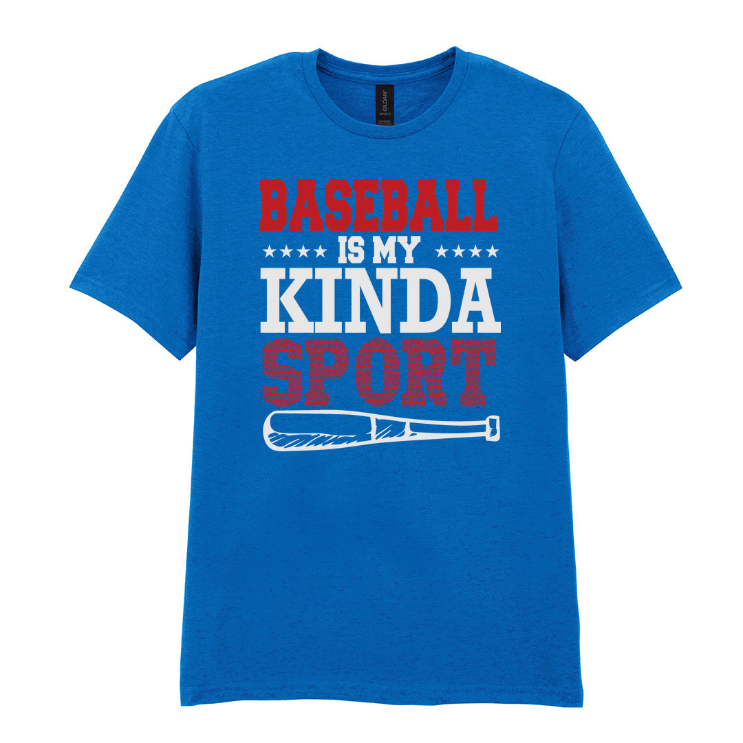 IPRINTOP Baseball Is My Kinda Sport Graphic T-Shirt in Royal - slogan and baseball bat
