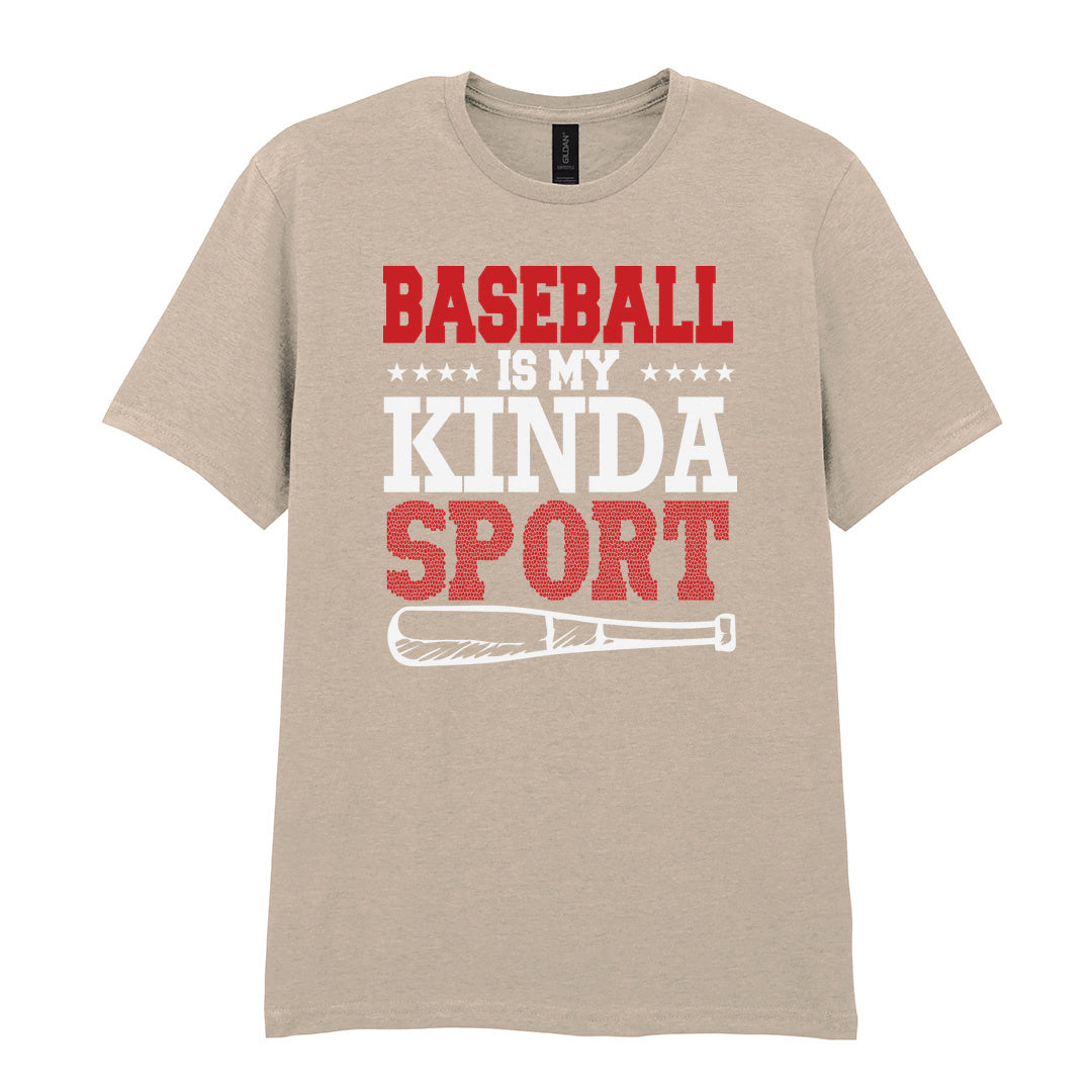IPRINTOP Baseball Is My Kinda Sport Graphic T-Shirt in Sand - slogan and baseball bat