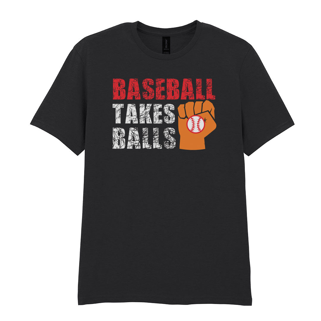 IPRINTOP Baseball Takes Balls Graphic T-Shirt in Black - fist holding a baseball