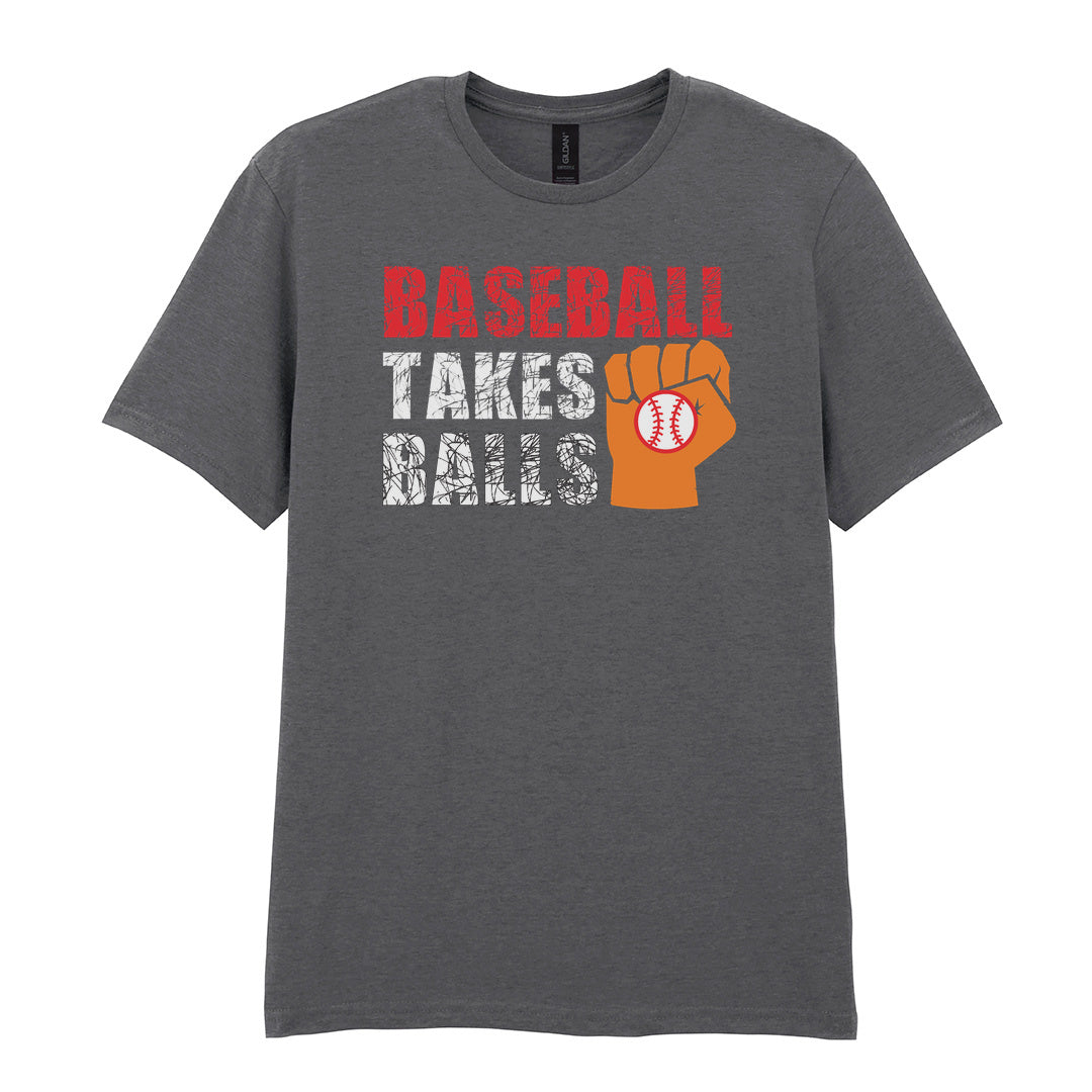 IPRINTOP Baseball Takes Balls Graphic T-Shirt in Charcoal - fist holding a baseball
