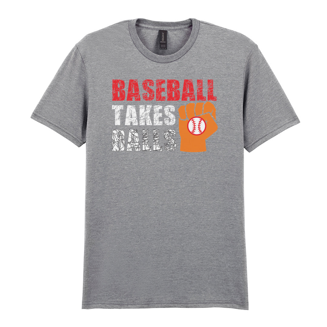 IPRINTOP Baseball Takes Balls Graphic T-Shirt in RS Sports Grey - fist holding a baseball