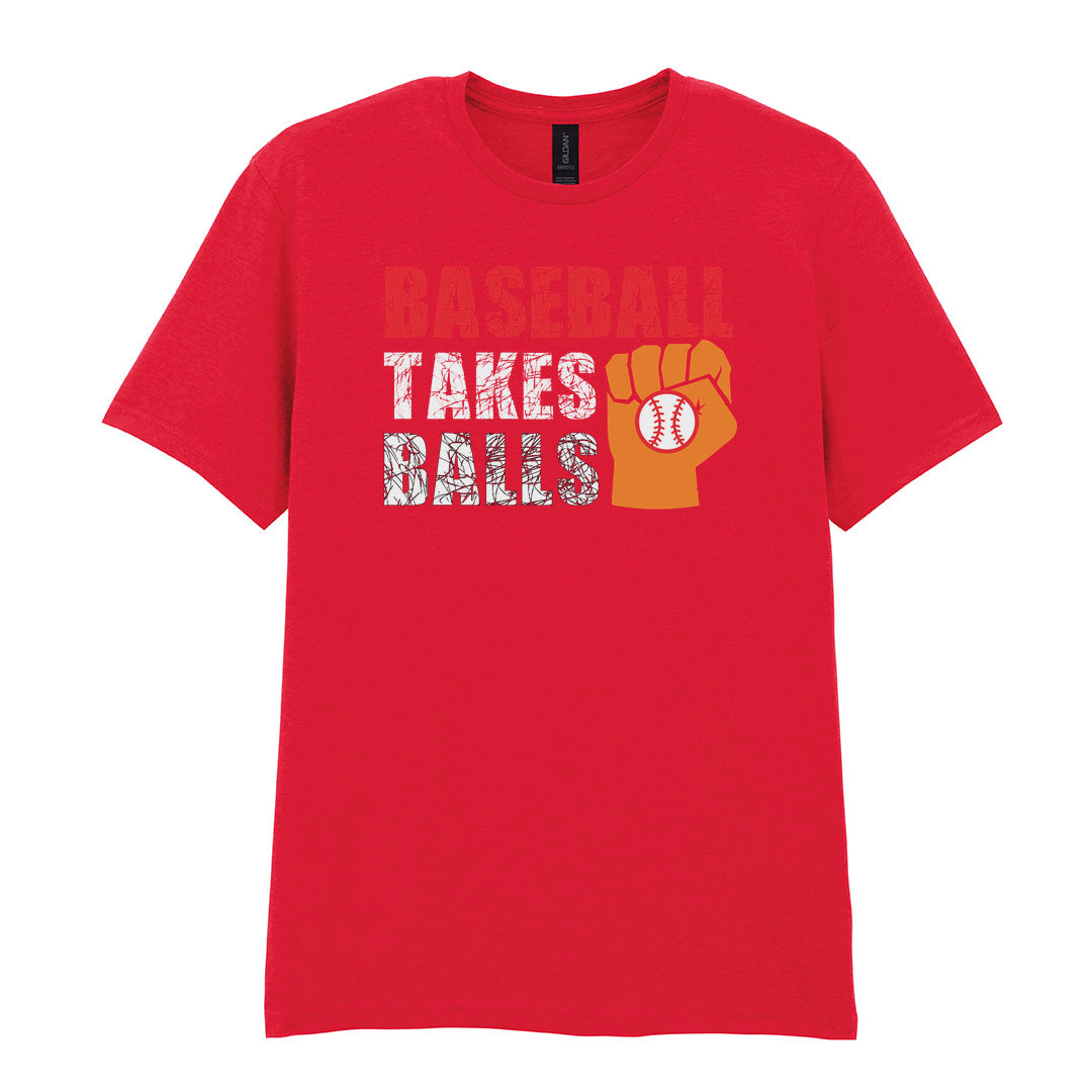 IPRINTOP Baseball Takes Balls Graphic T-Shirt in Red - fist holding a baseball