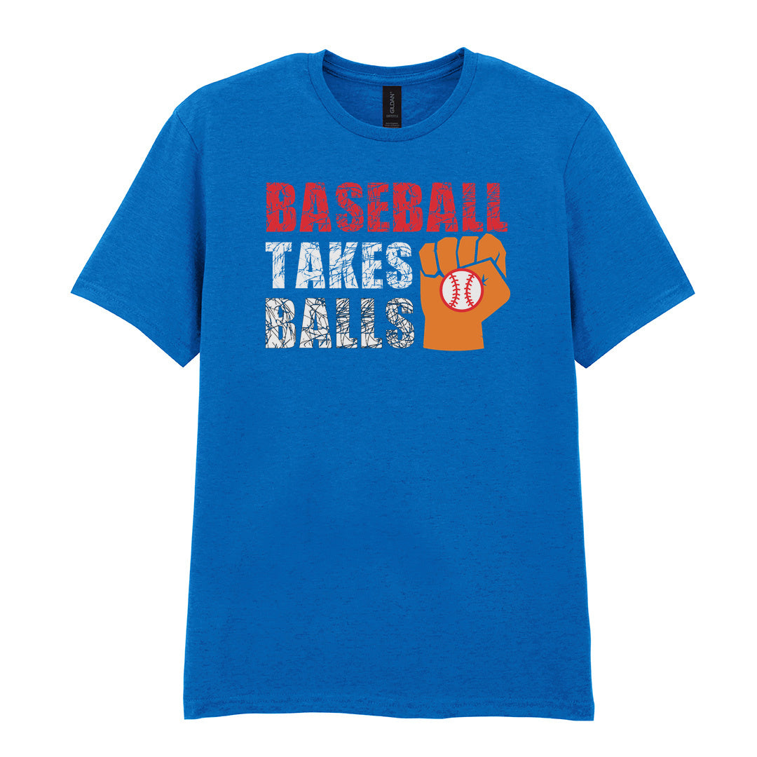 IPRINTOP Baseball Takes Balls Graphic T-Shirt in Royal - fist holding a baseball
