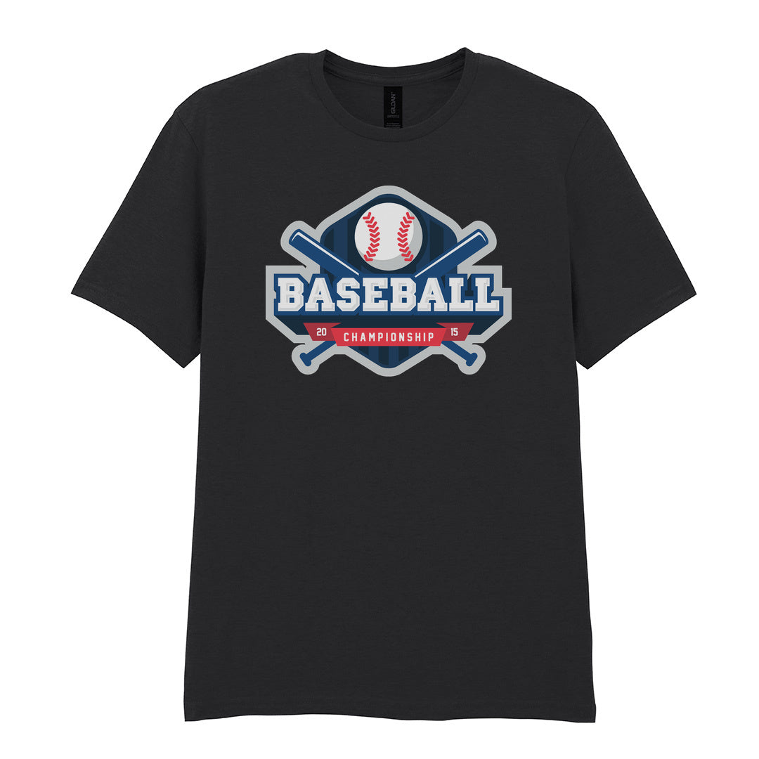 IPRINTOP Baseball Championship Graphic T-Shirt in Black - blue championship badge