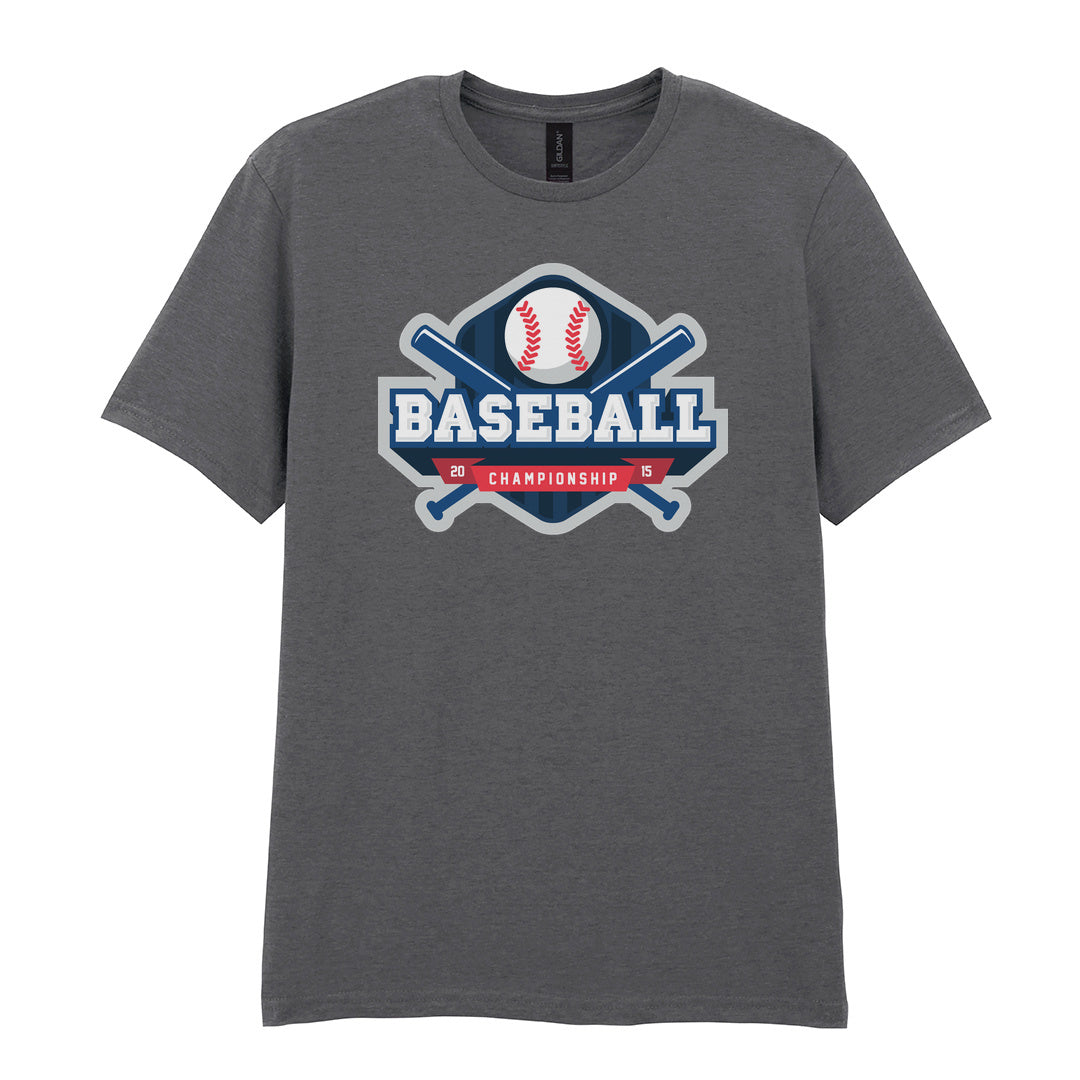 IPRINTOP Baseball Championship Graphic T-Shirt in Charcoal - blue championship badge