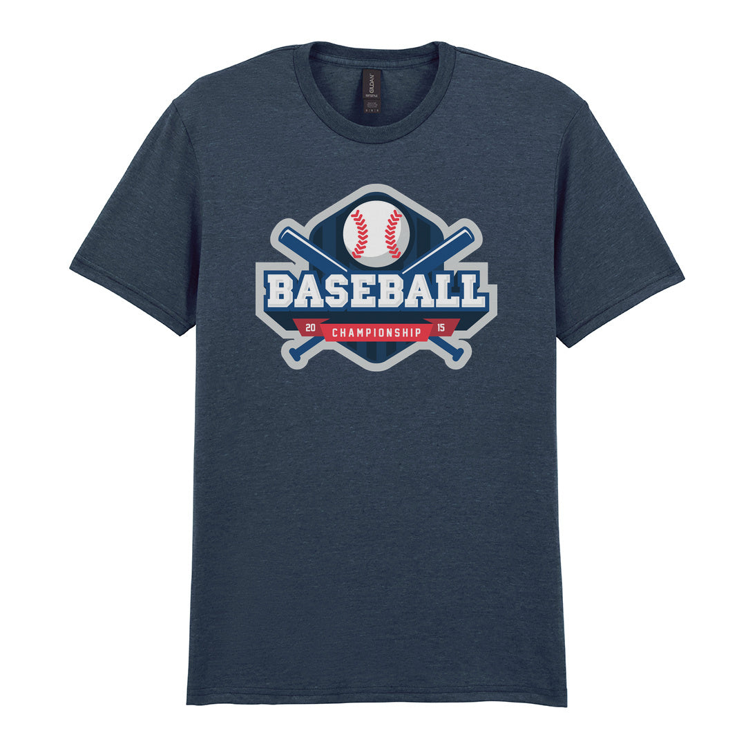 IPRINTOP Baseball Championship Graphic T-Shirt in Dark Heather - blue championship badge