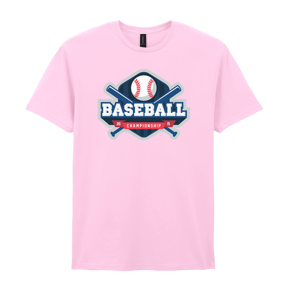 IPRINTOP Baseball Championship Graphic T-Shirt in Light Pink - blue championship badge