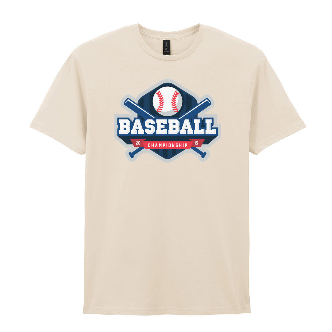 IPRINTOP Baseball Championship Graphic T-Shirt in Natural - blue championship badge