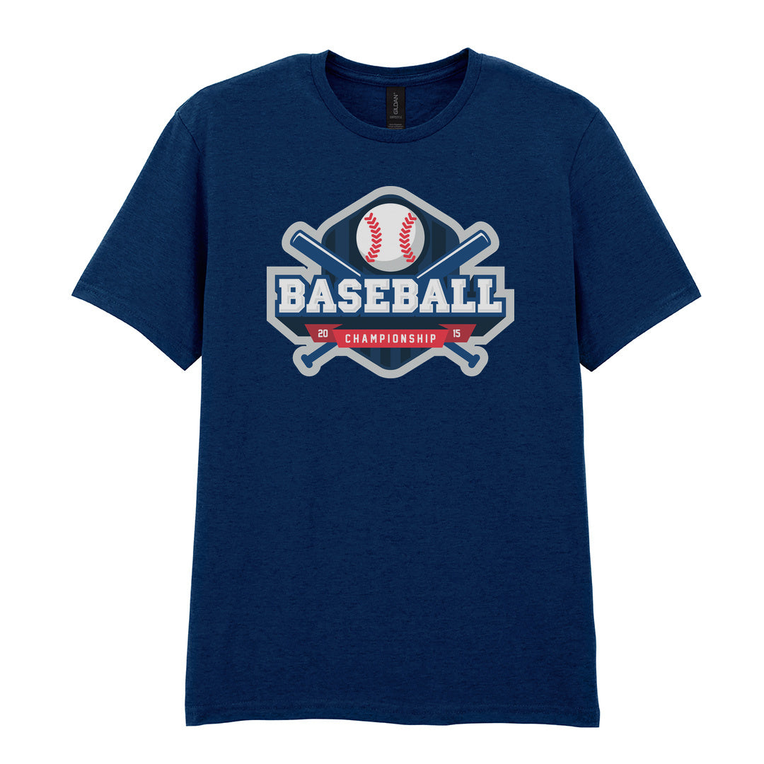 IPRINTOP Baseball Championship Graphic T-Shirt in Navy - blue championship badge