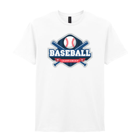 IPRINTOP Baseball Championship Graphic T-Shirt in White - blue championship badge