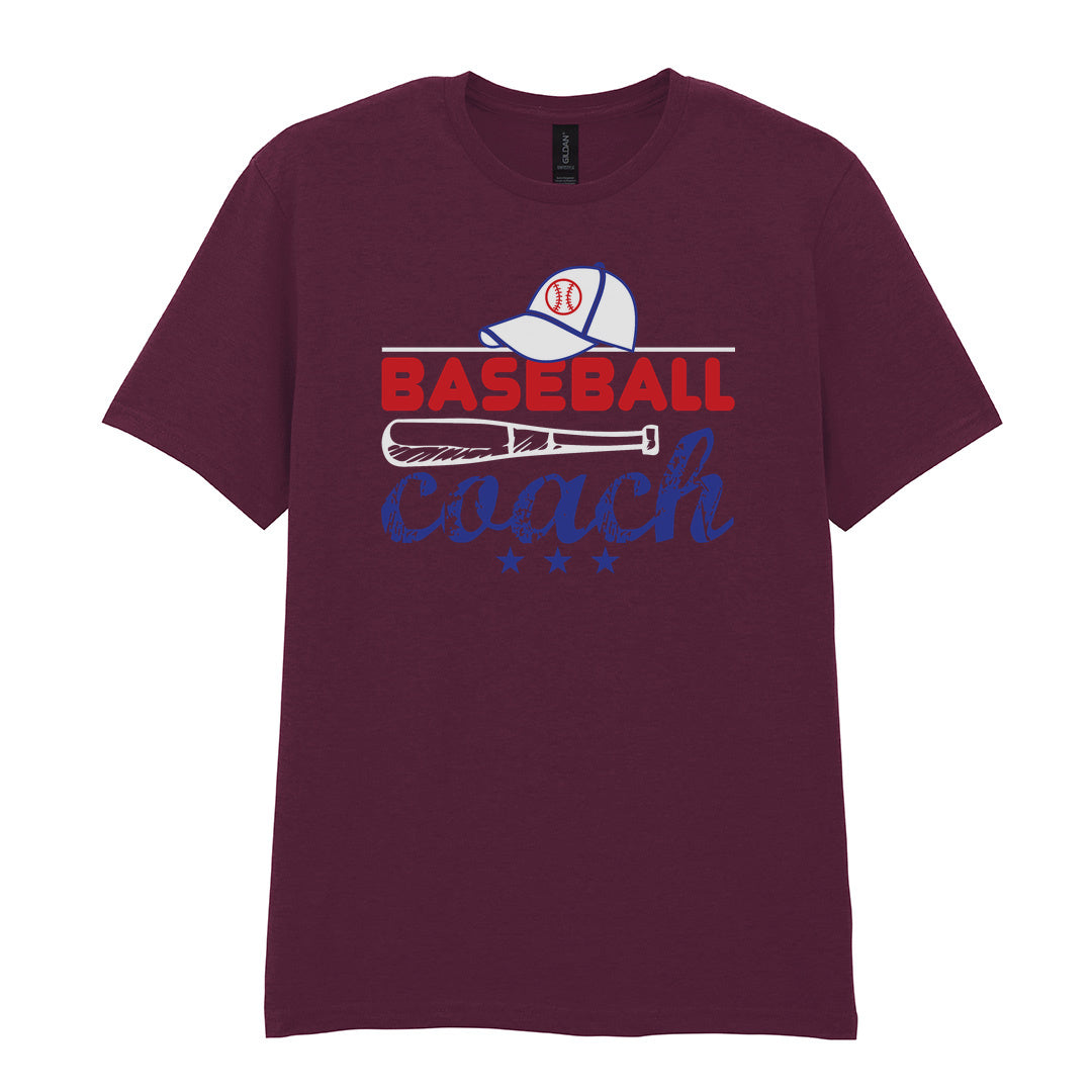 IPRINTOP Embrace the Baseball Spirit - Design 4 Graphic T-Shirt in Maroon - coach cap and bat