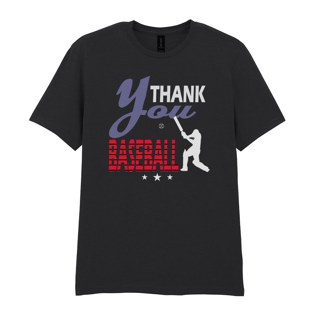 IPRINTOP Thank You Baseball Graphic T-Shirt in Black - batter and thank-you slogan