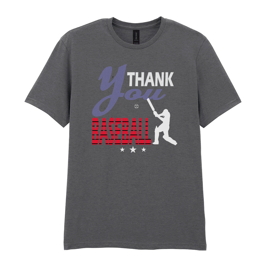 IPRINTOP Thank You Baseball Graphic T-Shirt in Charcoal - batter and thank-you slogan