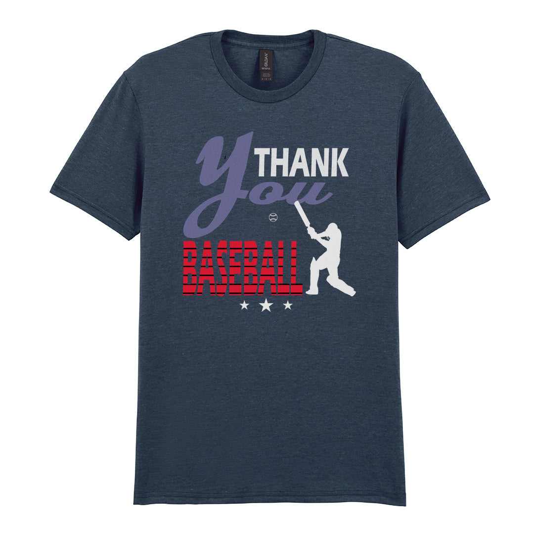 IPRINTOP Thank You Baseball Graphic T-Shirt in Dark Heather - batter and thank-you slogan