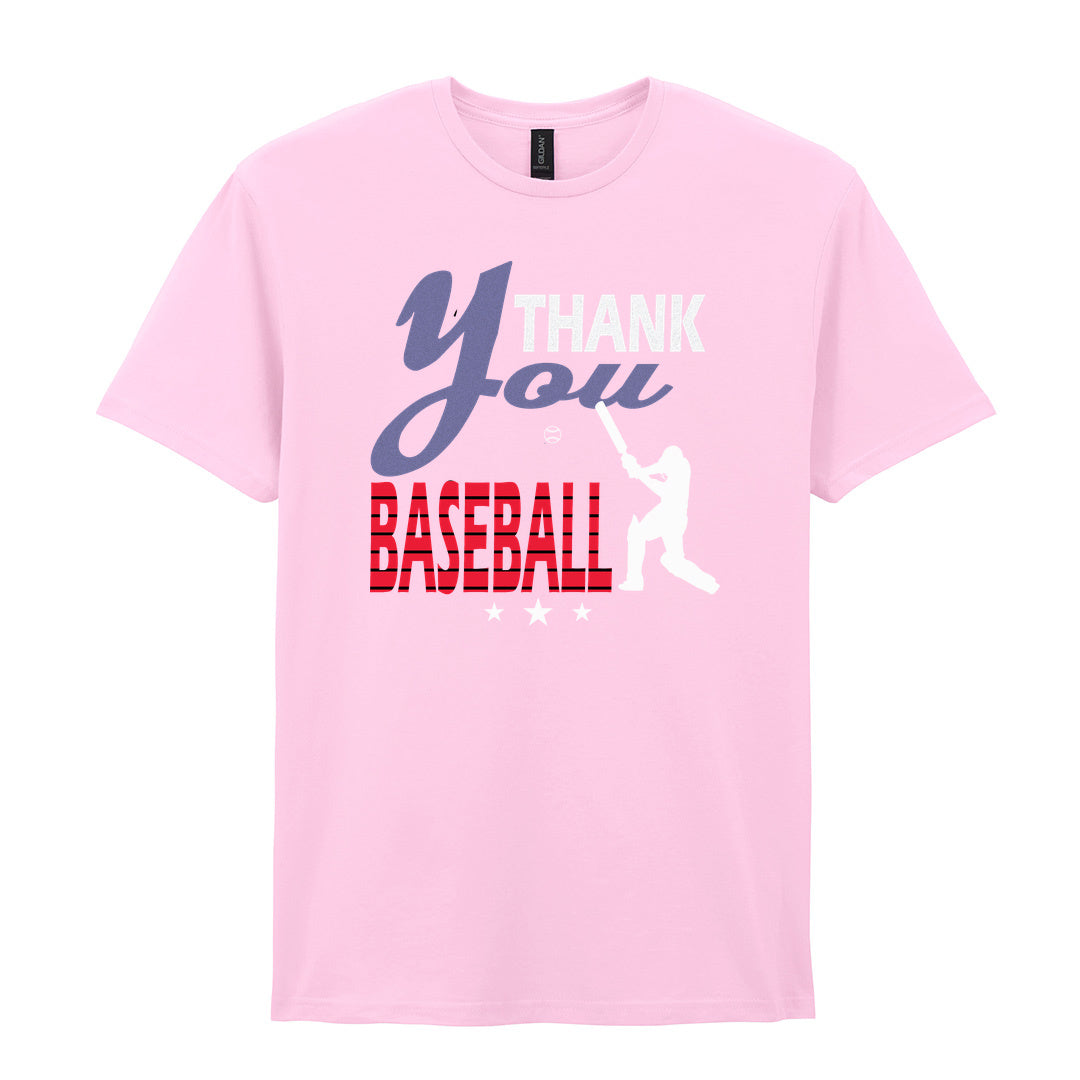 IPRINTOP Thank You Baseball Graphic T-Shirt in Light Pink - batter and thank-you slogan