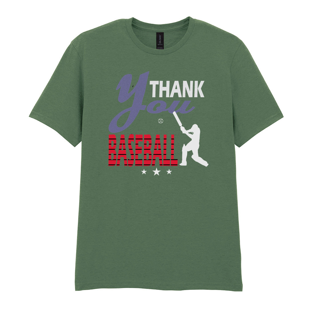 IPRINTOP Thank You Baseball Graphic T-Shirt in Military Green - batter and thank-you slogan