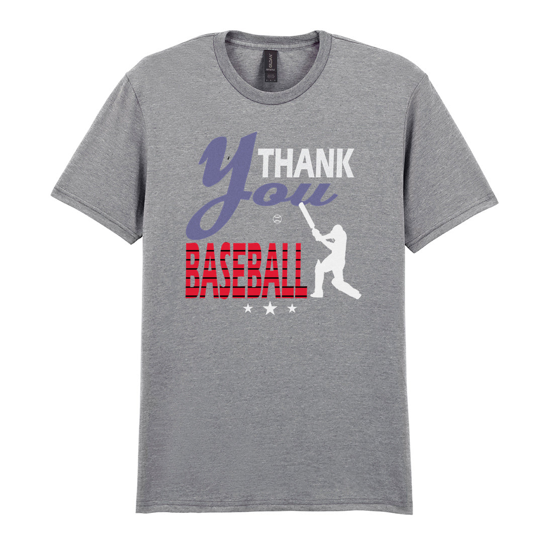 IPRINTOP Thank You Baseball Graphic T-Shirt in RS Sports Grey - batter and thank-you slogan