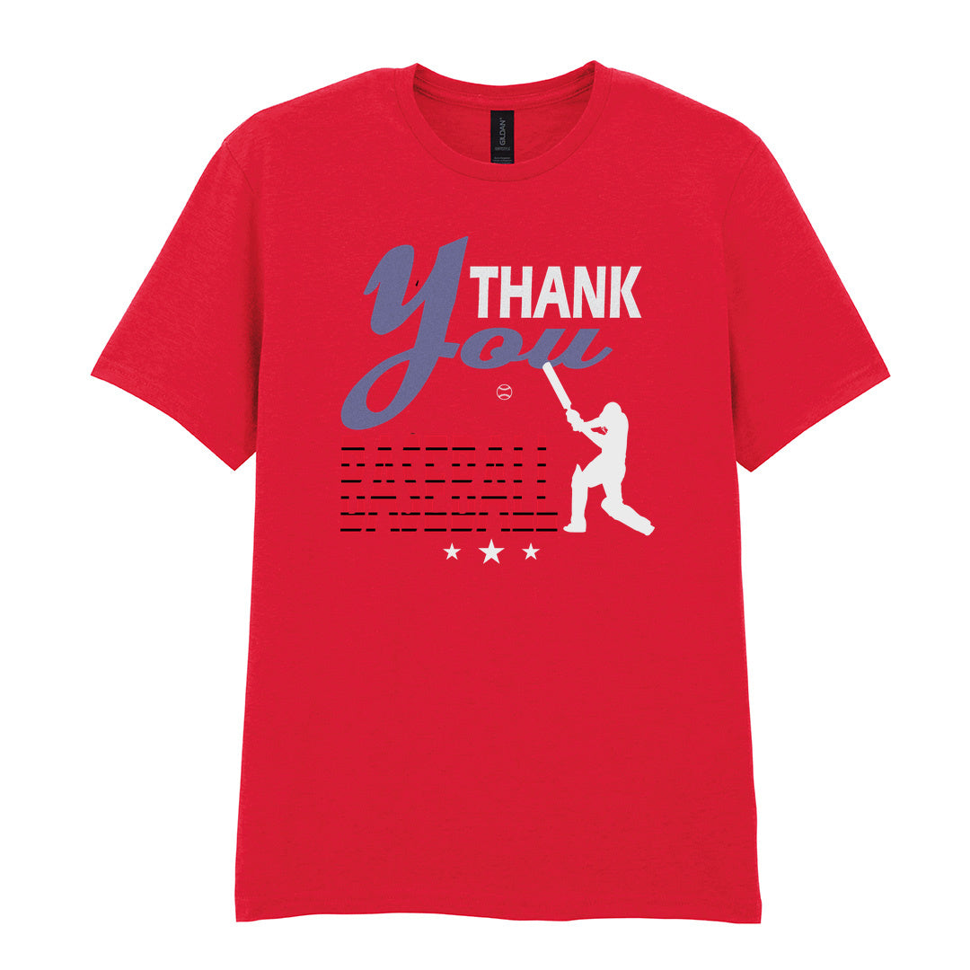 IPRINTOP Thank You Baseball Graphic T-Shirt in Red - batter and thank-you slogan