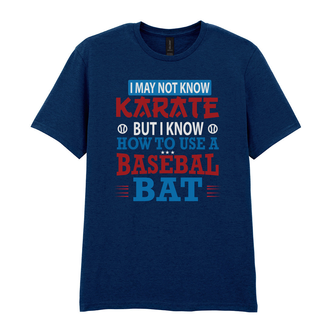 IPRINTOP I May Not Know Karate Graphic T-Shirt in Navy - karate and baseball bat slogan