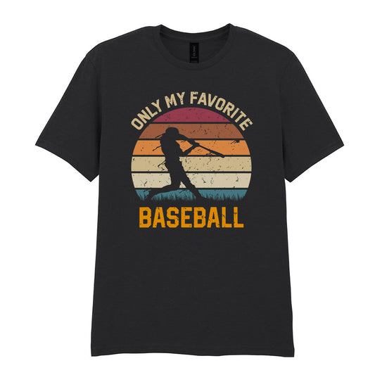 IPRINTOP Only My Favourite Baseball - Design 2 Graphic T-Shirt in Black - batter against sunset