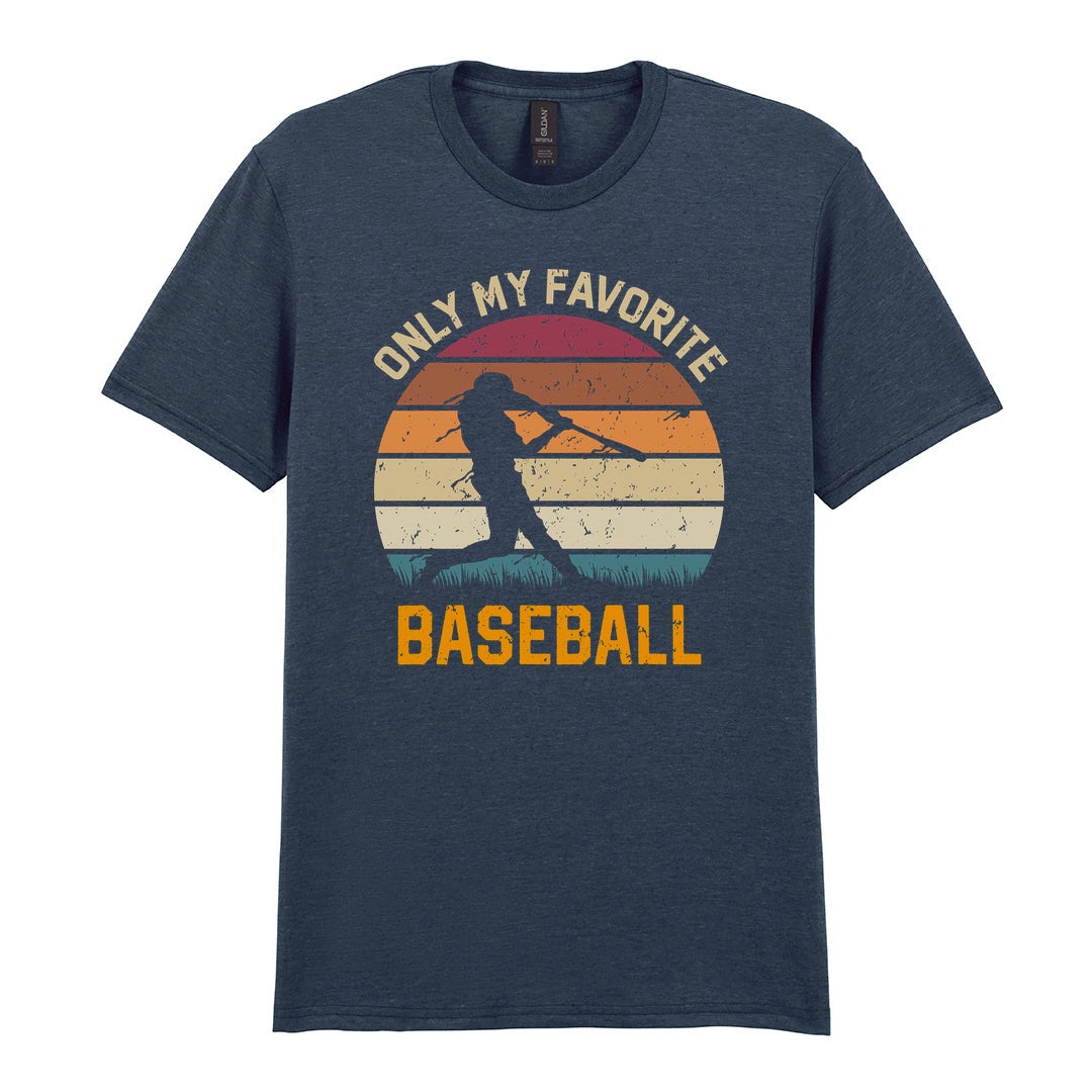 IPRINTOP Only My Favourite Baseball - Design 2 Graphic T-Shirt in Dark Heather - batter against sunset