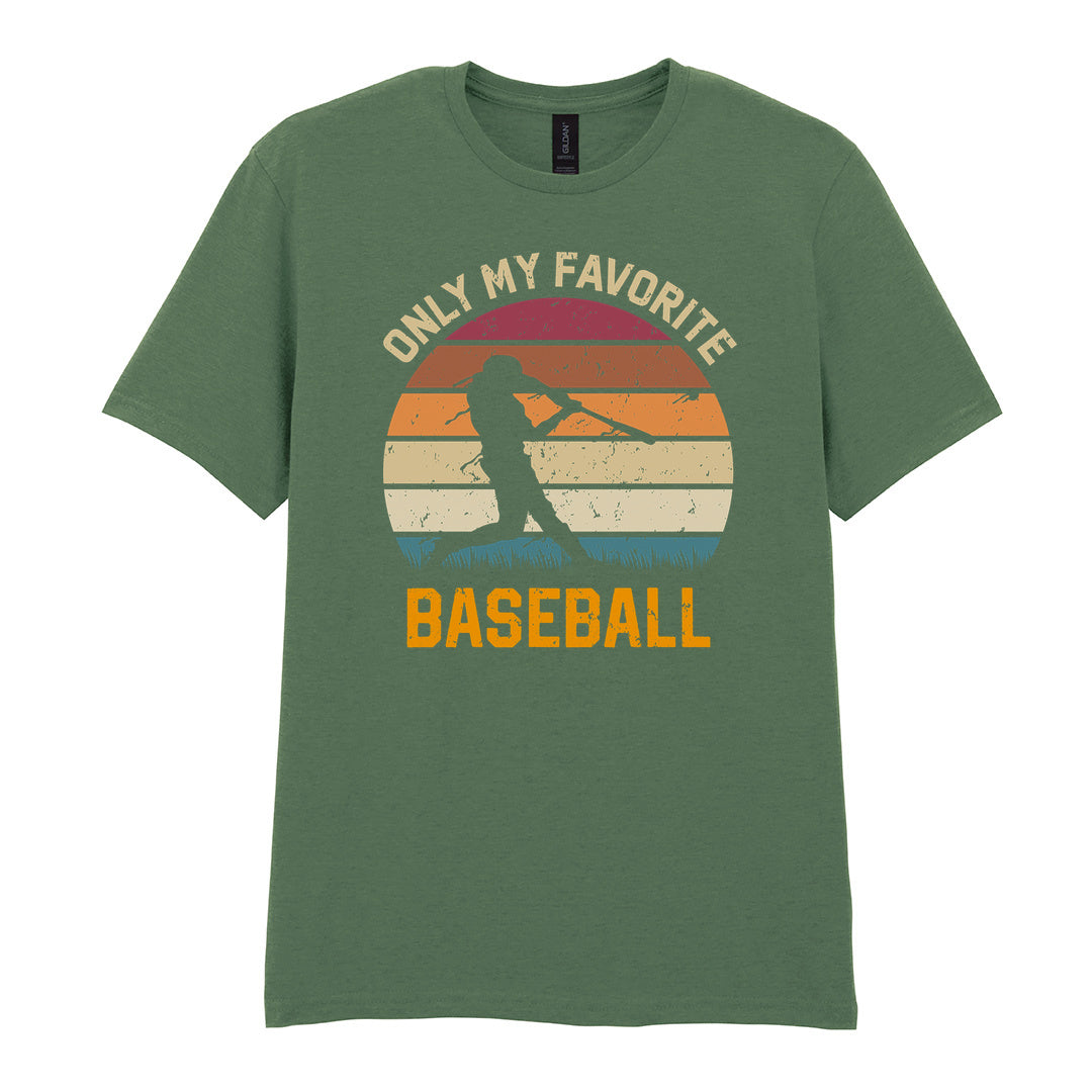 IPRINTOP Only My Favourite Baseball - Design 2 Graphic T-Shirt in Military Green - batter against sunset