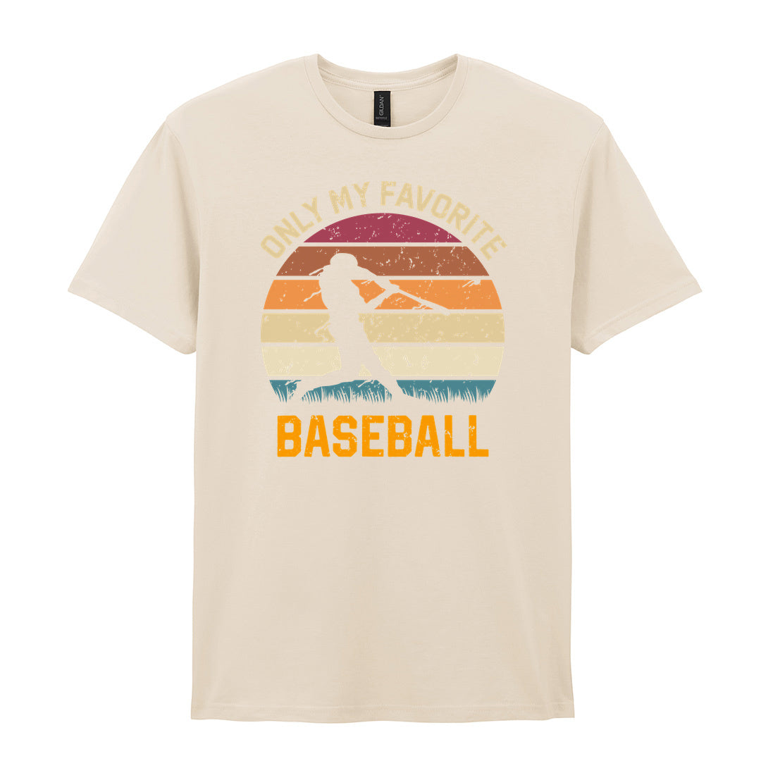 IPRINTOP Only My Favourite Baseball - Design 2 Graphic T-Shirt in Natural - batter against sunset