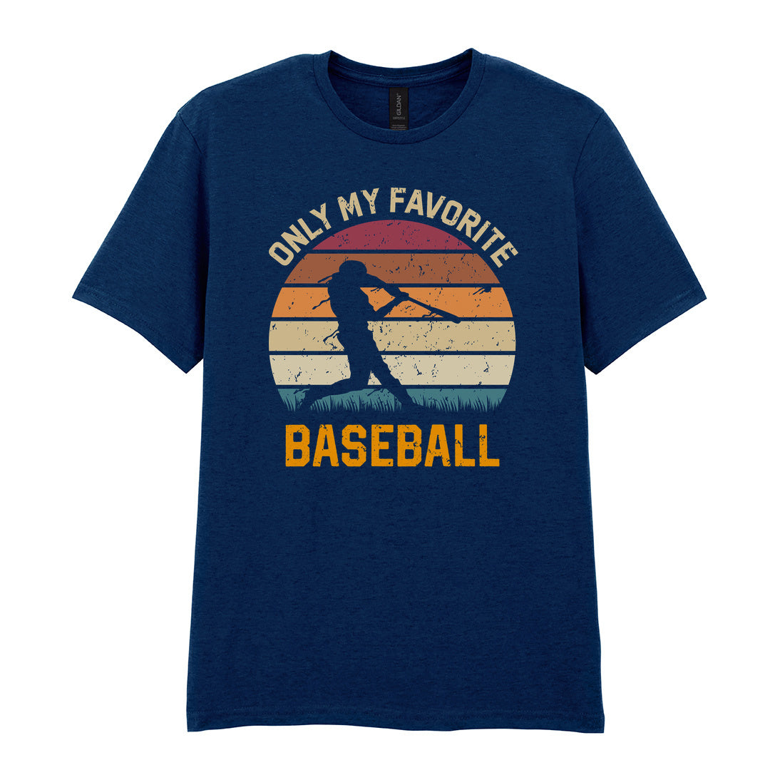 IPRINTOP Only My Favourite Baseball - Design 2 Graphic T-Shirt in Navy - batter against sunset