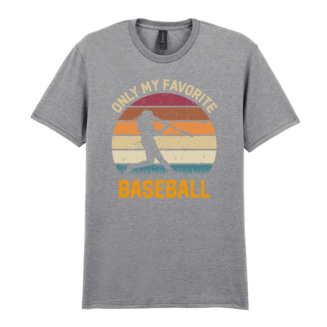 IPRINTOP Only My Favourite Baseball - Design 2 Graphic T-Shirt in RS Sports Grey - batter against sunset