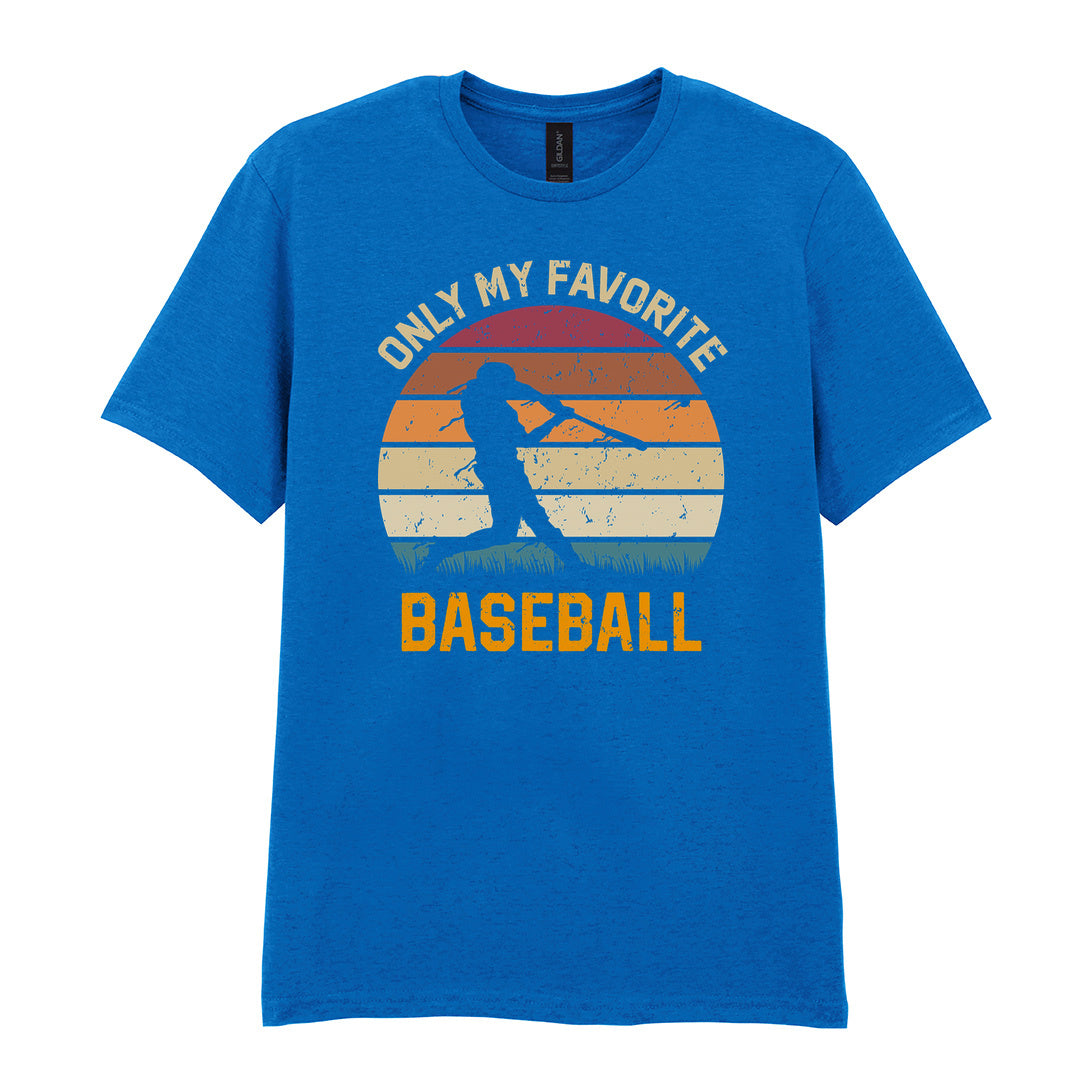 IPRINTOP Only My Favourite Baseball - Design 2 Graphic T-Shirt in Royal - batter against sunset