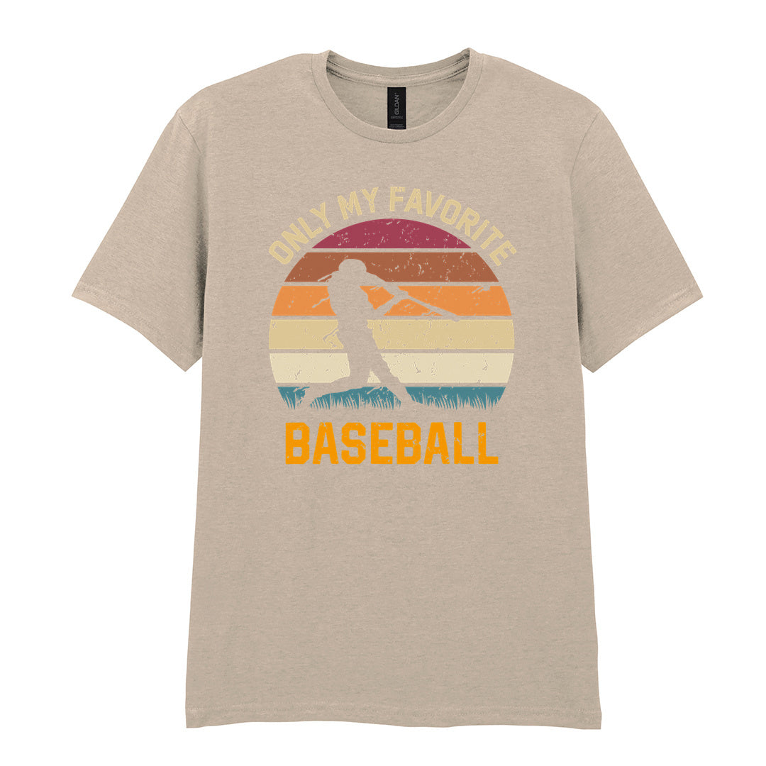 IPRINTOP Only My Favourite Baseball - Design 2 Graphic T-Shirt in Sand - batter against sunset