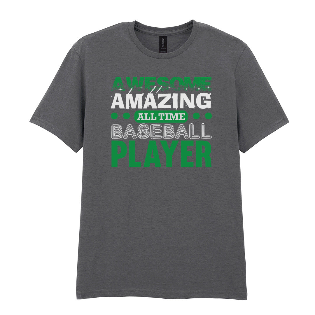 IPRINTOP Ultimate All-Time Baseball Player Graphic T-Shirt in Charcoal - green and white player slogan
