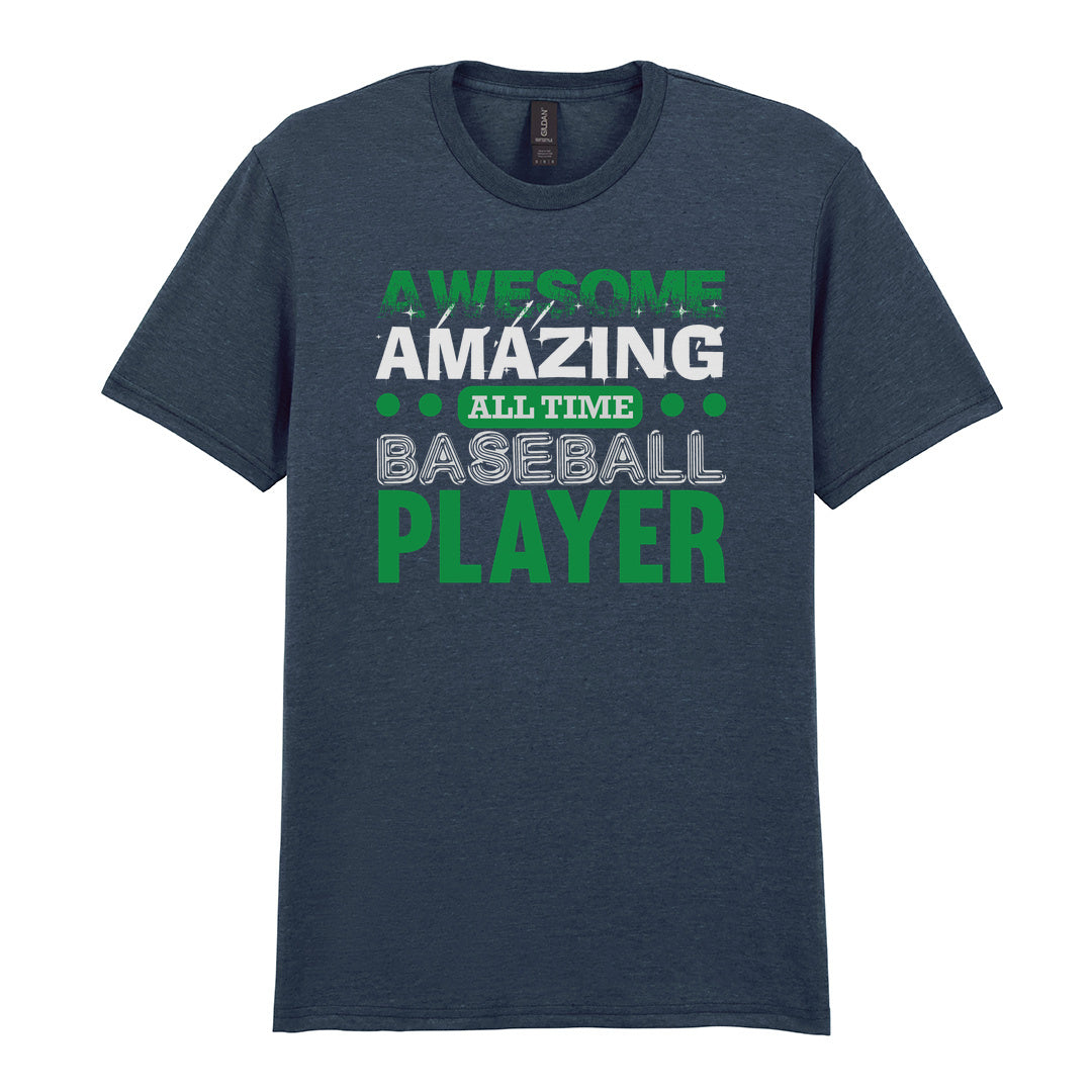 IPRINTOP Ultimate All-Time Baseball Player Graphic T-Shirt in Dark Heather - green and white player slogan