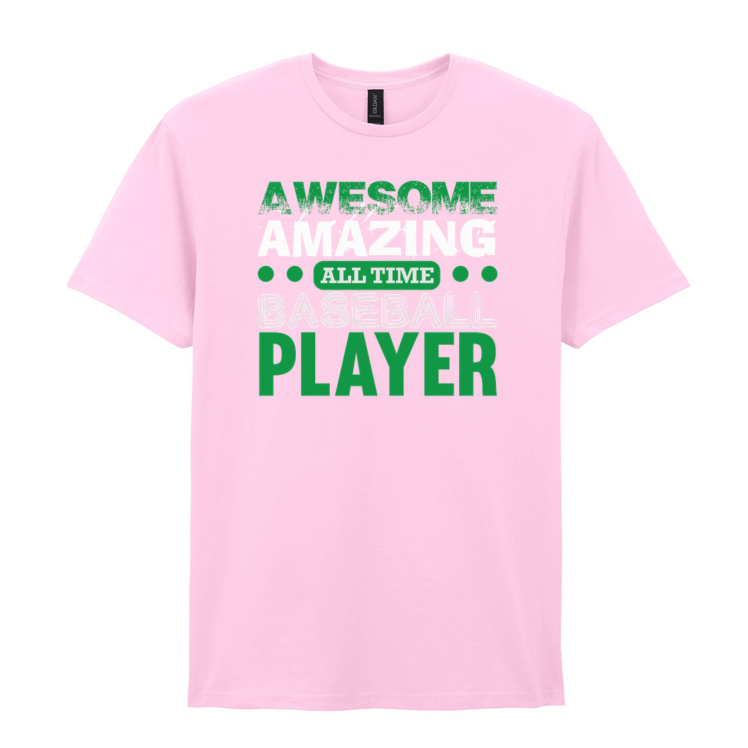 IPRINTOP Ultimate All-Time Baseball Player Graphic T-Shirt in Light Pink - green and white player slogan