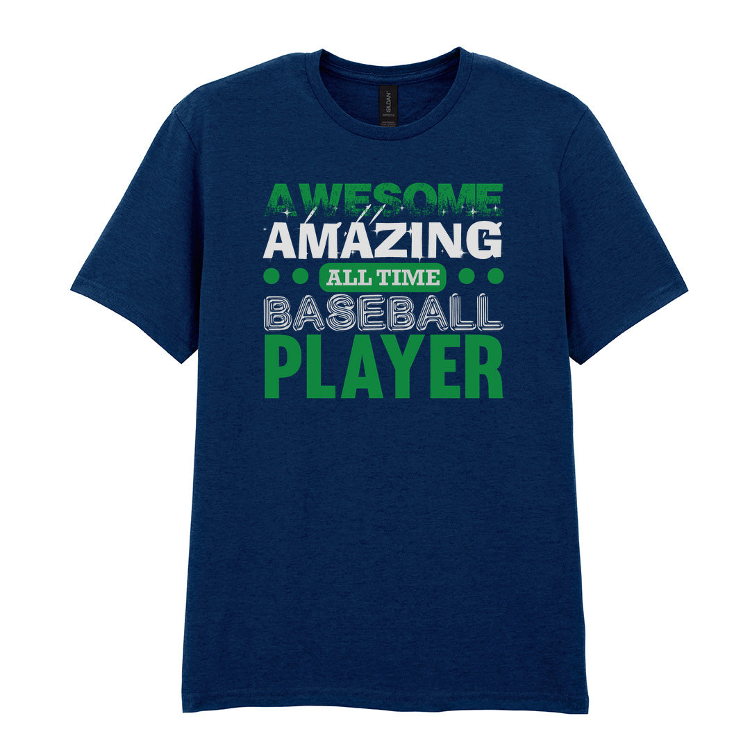 IPRINTOP Ultimate All-Time Baseball Player Graphic T-Shirt in Navy - green and white player slogan