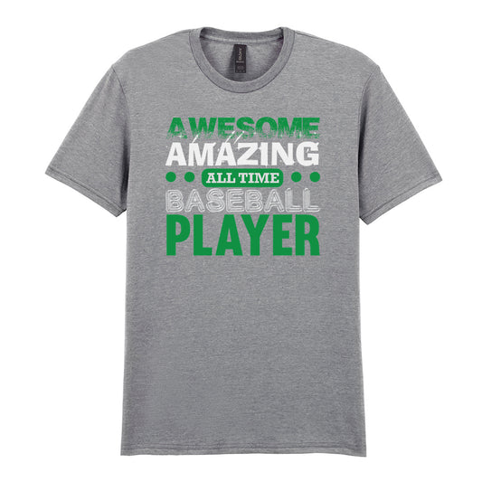 IPRINTOP Ultimate All-Time Baseball Player Graphic T-Shirt in RS Sports Grey - green and white player slogan