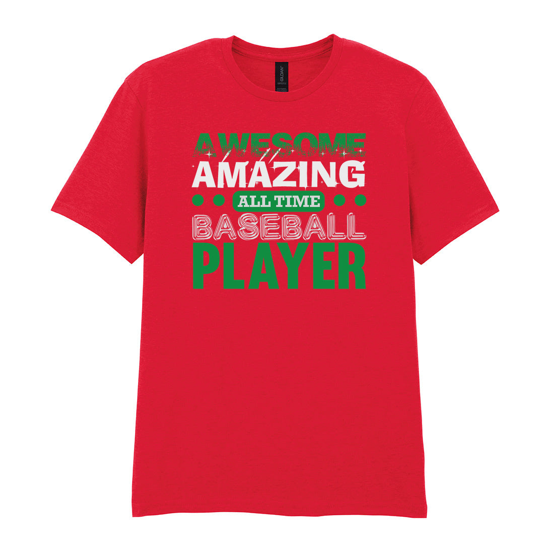 IPRINTOP Ultimate All-Time Baseball Player Graphic T-Shirt in Red - green and white player slogan
