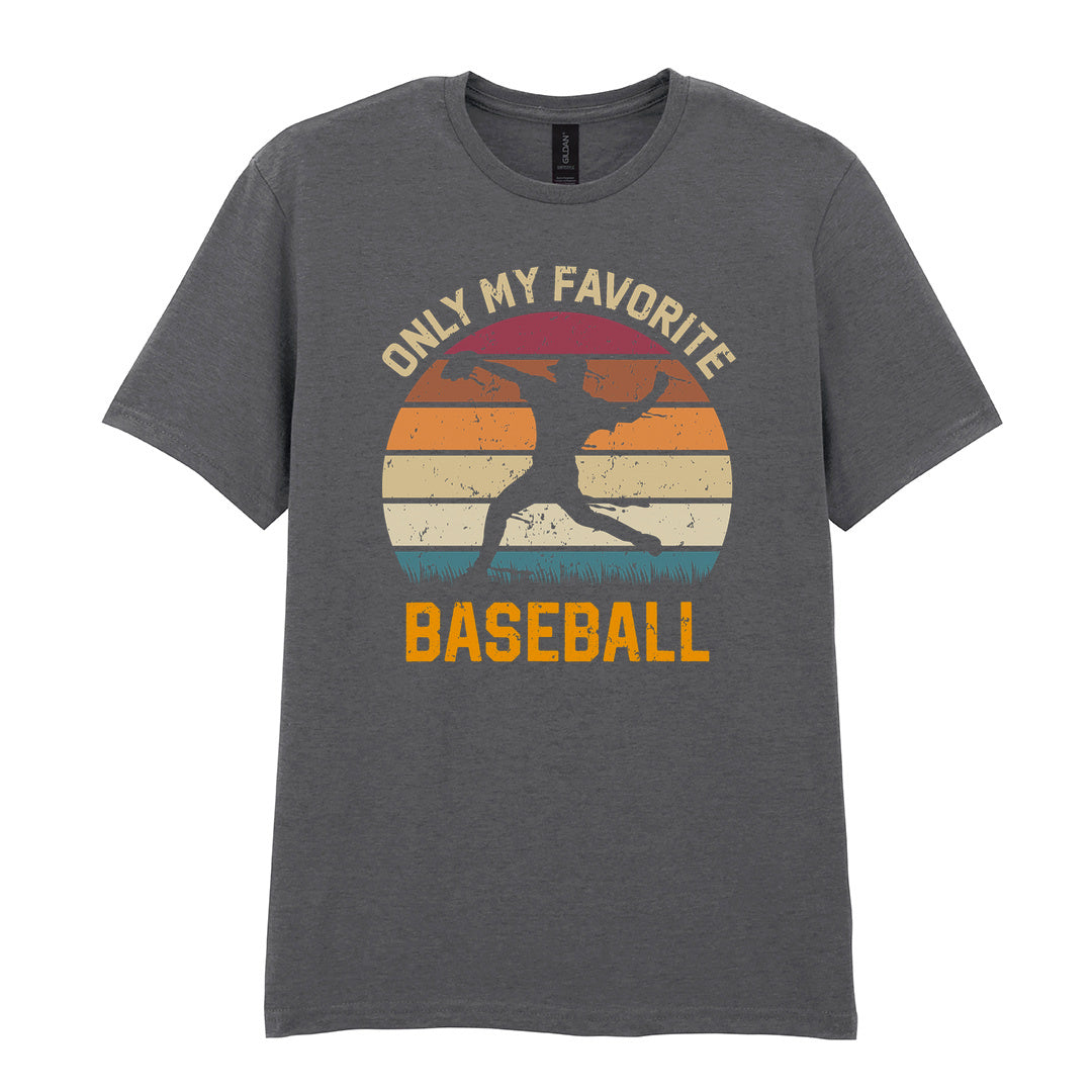 IPRINTOP Only My Favourite Baseball - Design 1 Graphic T-Shirt in Charcoal - batter against sunset
