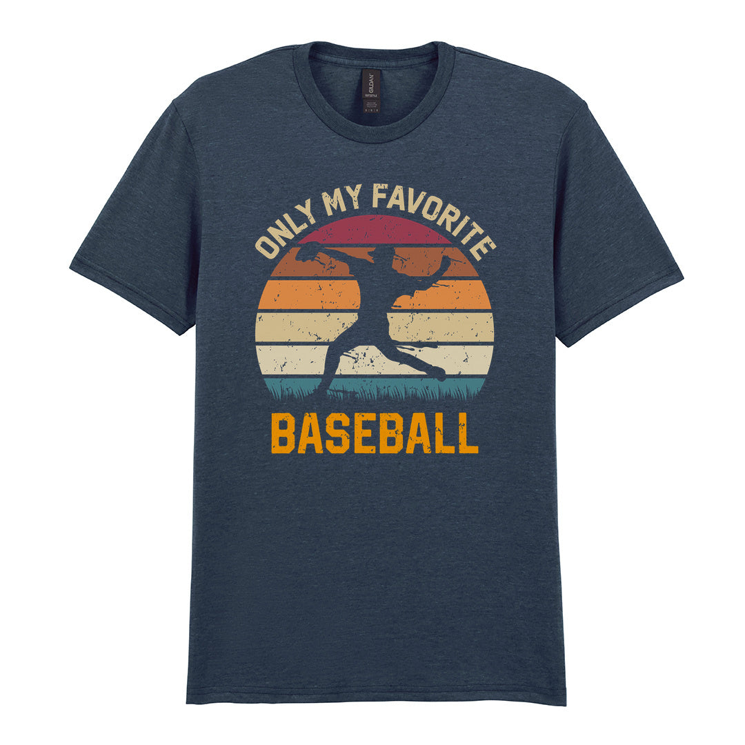 IPRINTOP Only My Favourite Baseball - Design 1 Graphic T-Shirt in Dark Heather - batter against sunset