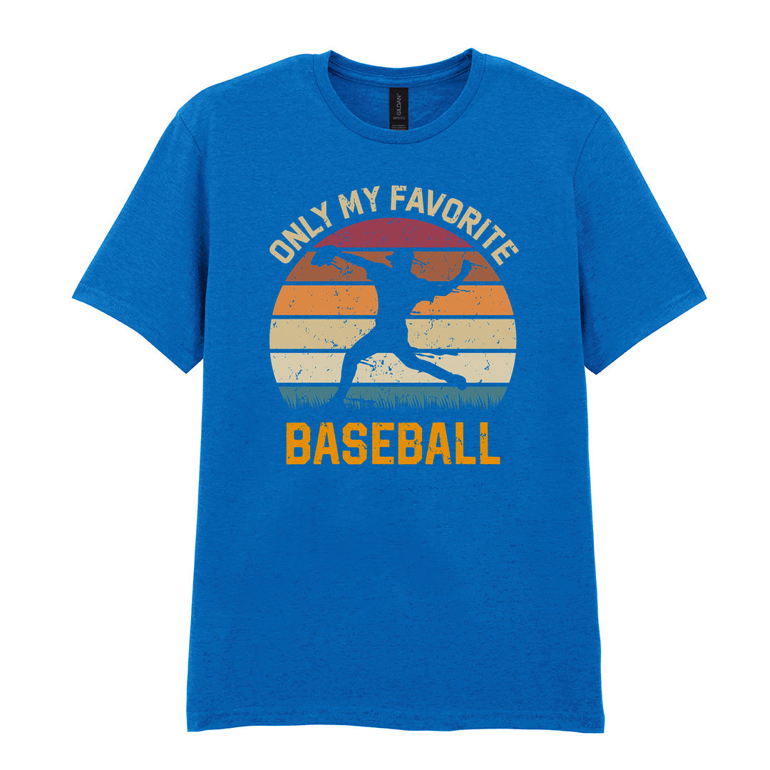 IPRINTOP Only My Favourite Baseball - Design 1 Graphic T-Shirt in Royal - batter against sunset