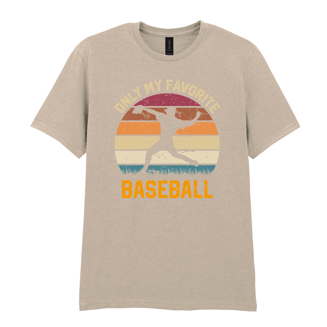 IPRINTOP Only My Favourite Baseball - Design 1 Graphic T-Shirt in Sand - batter against sunset