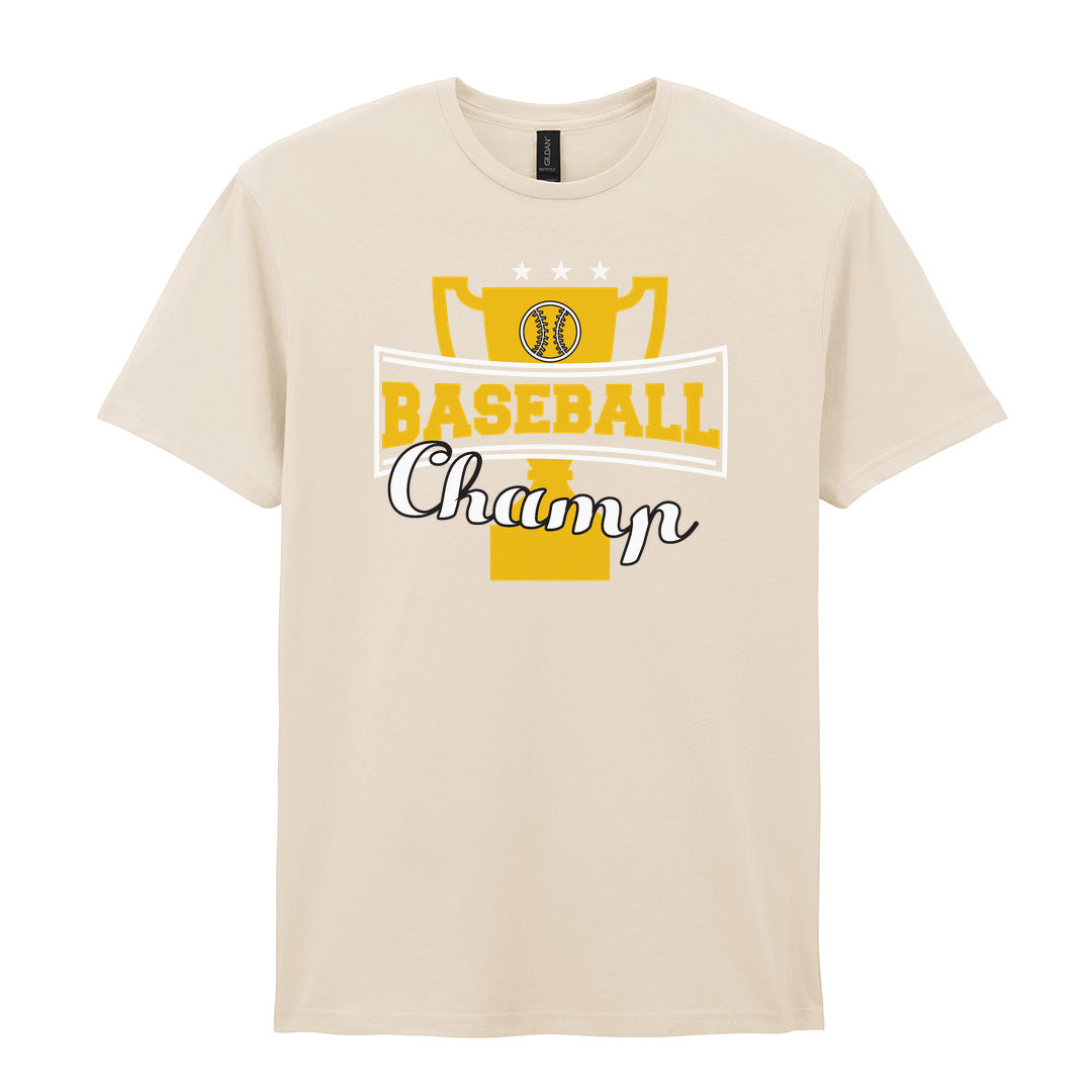 IPRINTOP Baseball Champ 2 Graphic T-Shirt in Natural - gold trophy and script
