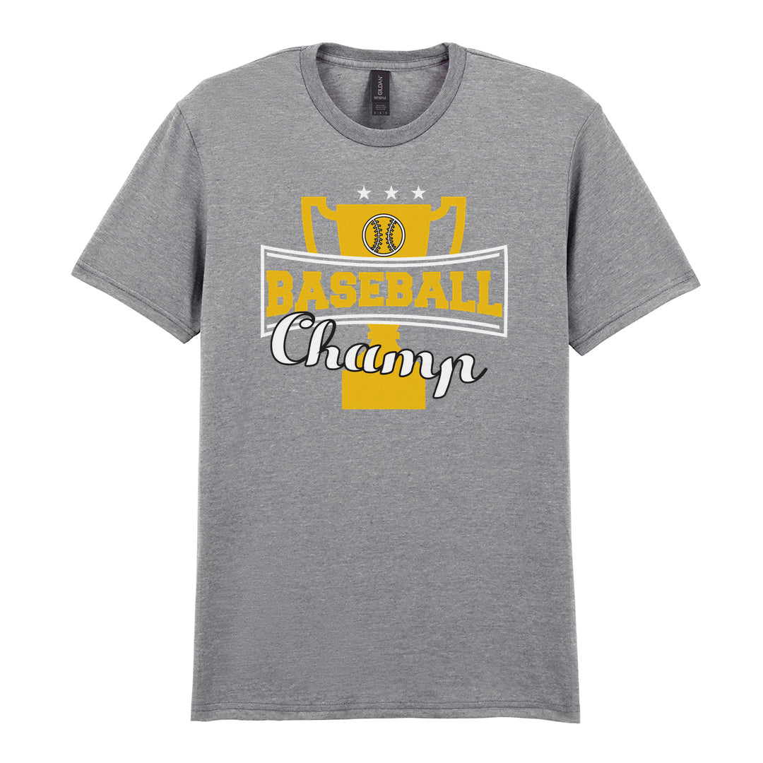 IPRINTOP Baseball Champ 2 Graphic T-Shirt in RS Sports Grey - gold trophy and script