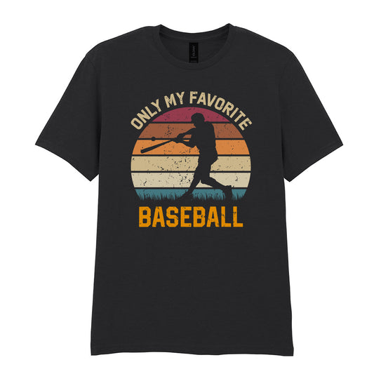 IPRINTOP Only My Favorite Baseball Graphic T-Shirt in Black - batter against sunset