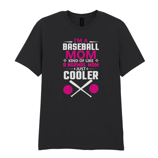 IPRINTOP I Am A Baseball Mom Graphic T-Shirt in Black - pink slogan and crossed bats